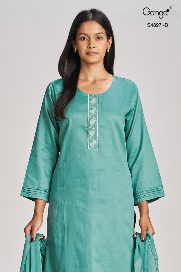 Ganga Fashion Habiba S4897 Premium Cotton Satin Suit S4897-D