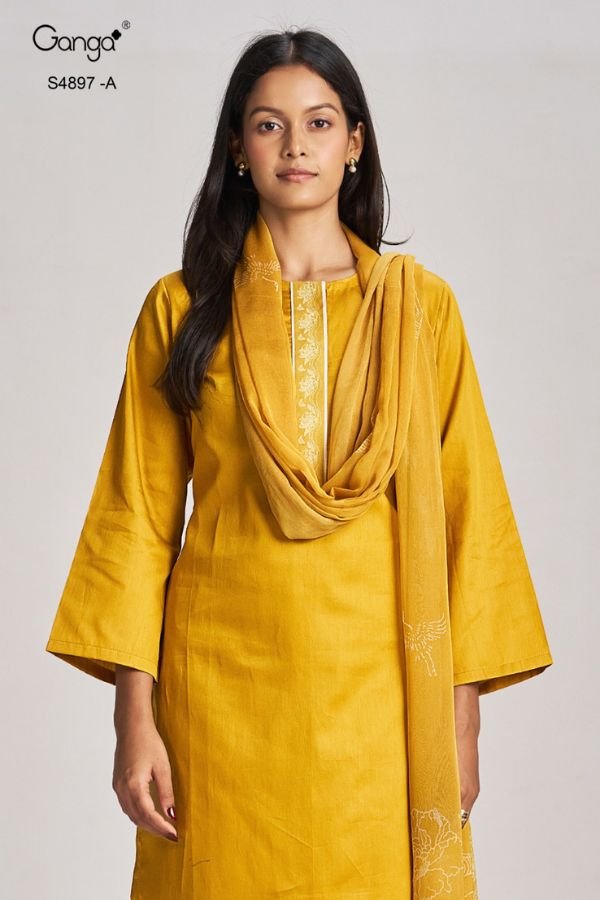 Ganga Fashion Habiba S4897 Premium Cotton Satin Suit S4897-A