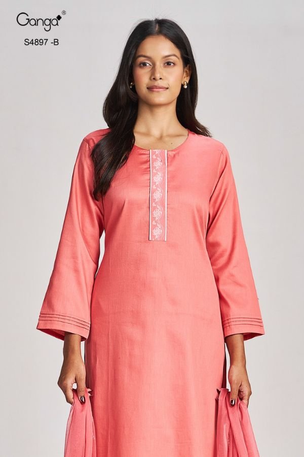 Ganga Fashion Habiba S4897 Premium Cotton Satin Suit S4897-B