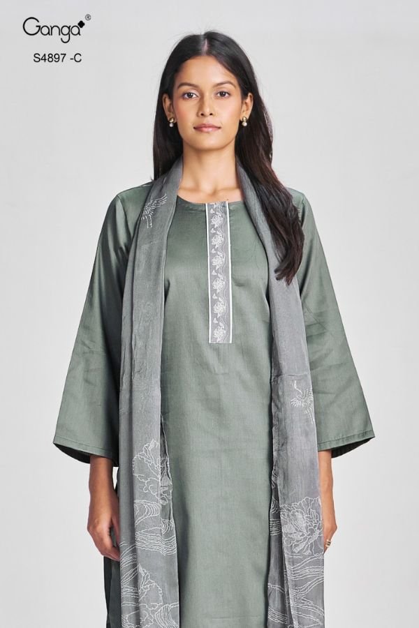 Ganga Fashion Habiba S4897 Premium Cotton Satin Suit S4897-C