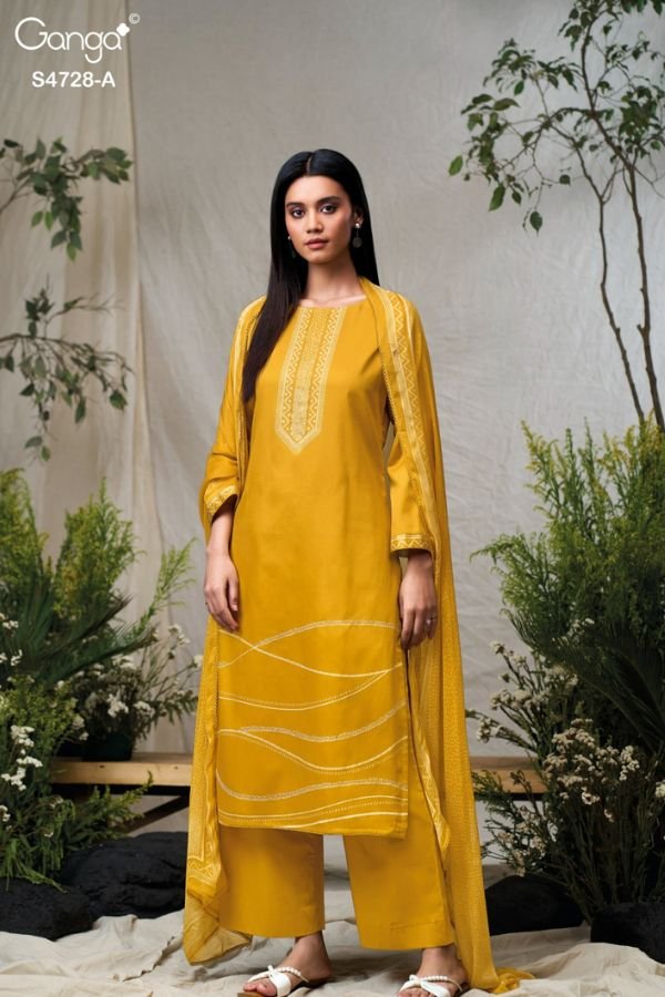 Ganga Fashion Jareesha S4728 Cotton Satin Suit S4728-A