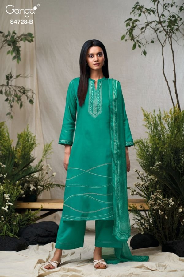 Ganga Fashion Jareesha S4728 Cotton Satin Suit S4728-B