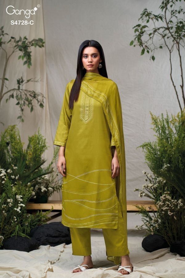 Ganga Fashion Jareesha S4728 Cotton Satin Suit S4728-C