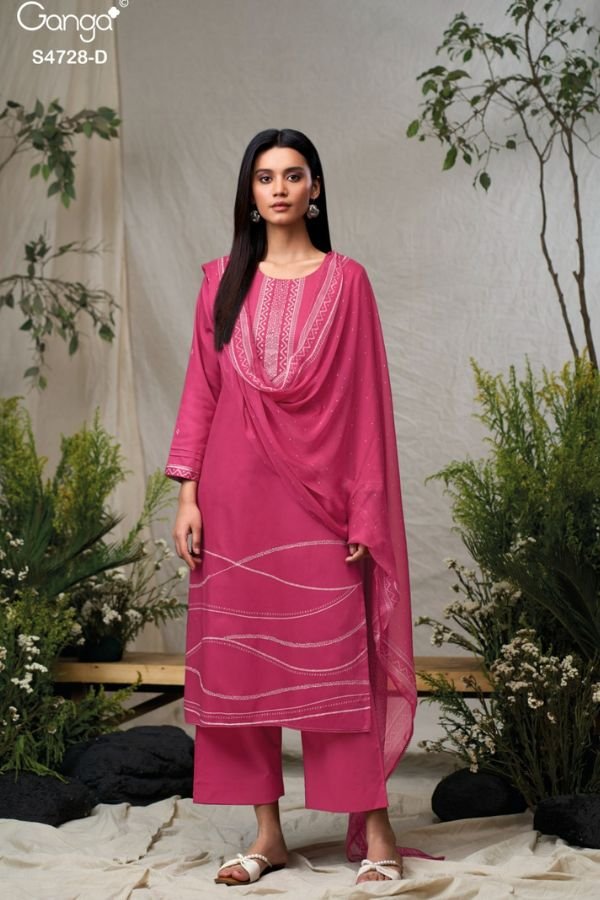 Ganga Fashion Jareesha S4728 Cotton Satin Suit S4728-D