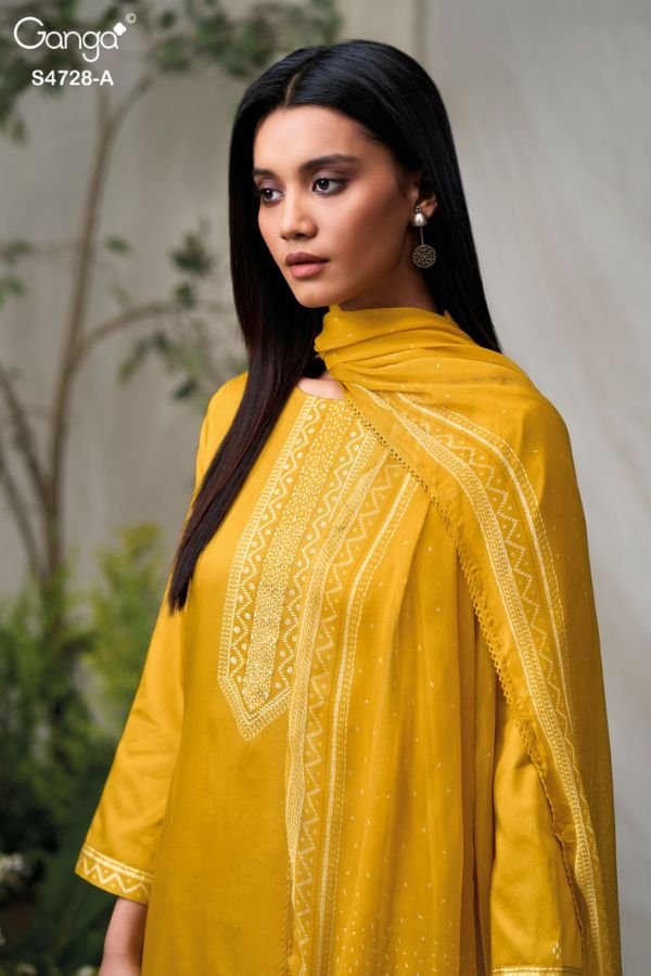 Ganga Fashion Jareesha S4728 Cotton Satin Suit S4728-A