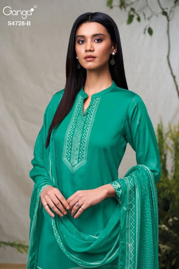 Ganga Fashion Jareesha S4728 Cotton Satin Suit S4728-B