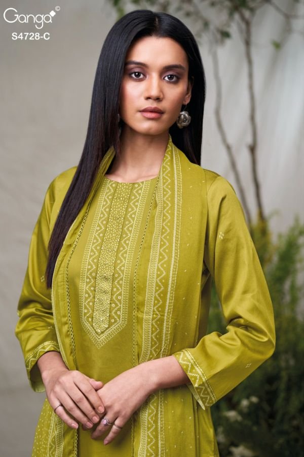 Ganga Fashion Jareesha S4728 Cotton Satin Suit S4728-C
