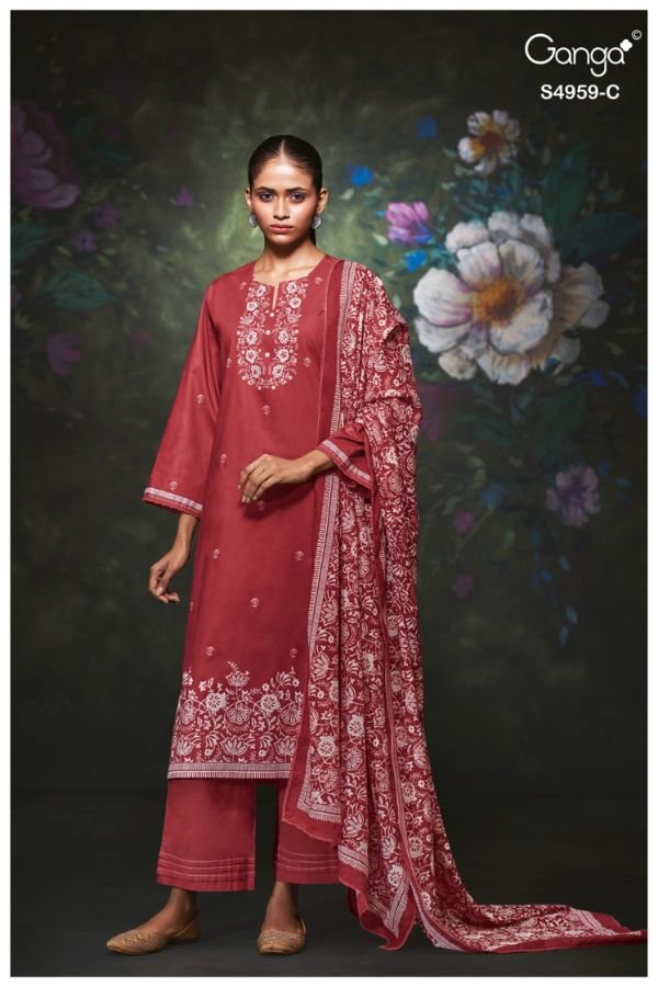 Ganga Fashion Kivira S4959 Premium Cotton Suit S4959-C