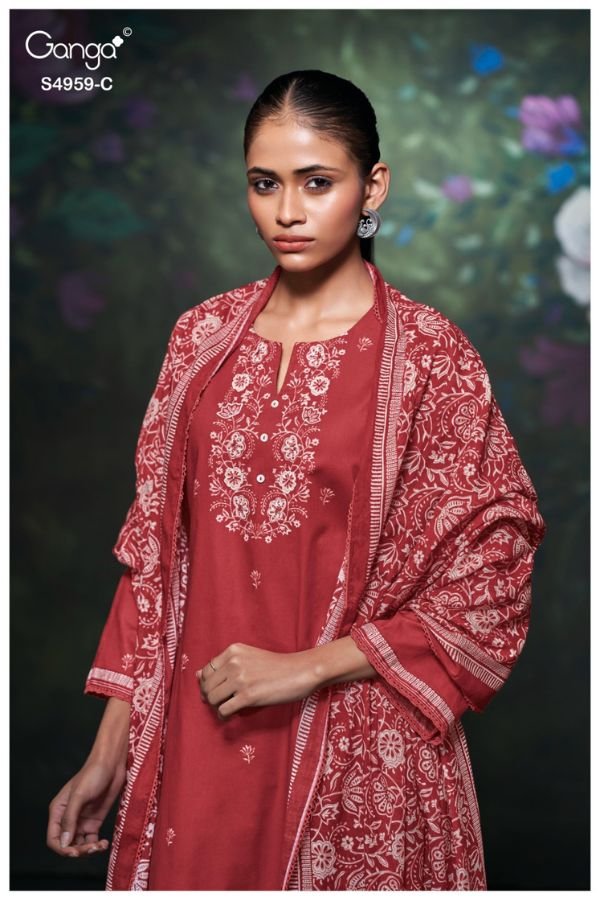 Ganga Fashion Kivira S4959 Premium Cotton Suit S4959-C
