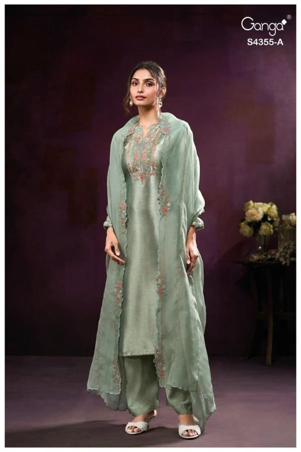 Ganga Fashion Olesha S4355 Premium Pure Silk Suit S4355-A