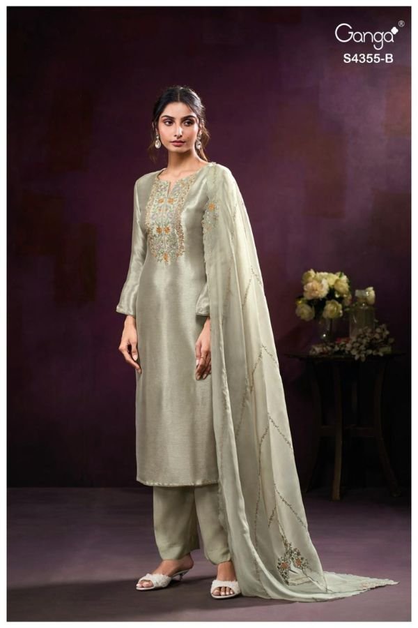 Ganga Fashion Olesha S4355 Premium Pure Silk Suit S4355-B