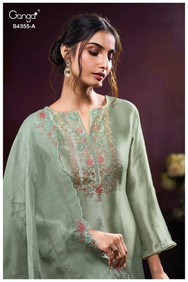 Ganga Fashion Olesha S4355 Premium Pure Silk Suit S4355-A