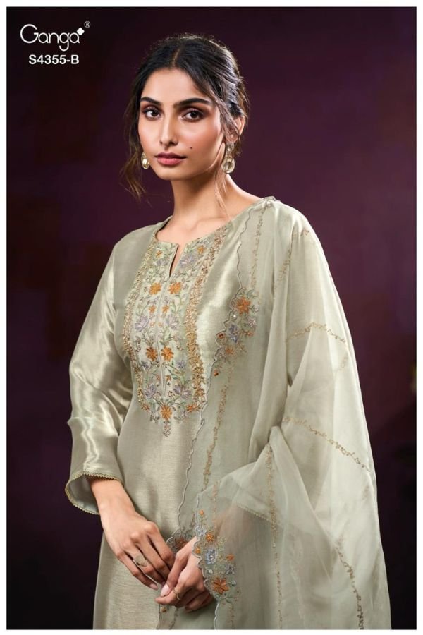 Ganga Fashion Olesha S4355 Premium Pure Silk Suit S4355-B