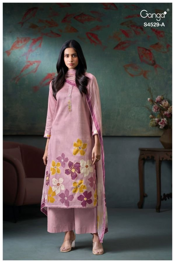 Ganga Fashion Priarae S4529 Premium Cotton Satin Suit S4529-A