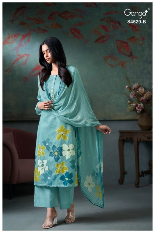 Ganga Fashion Priarae S4529 Premium Cotton Satin Suit S4529-B