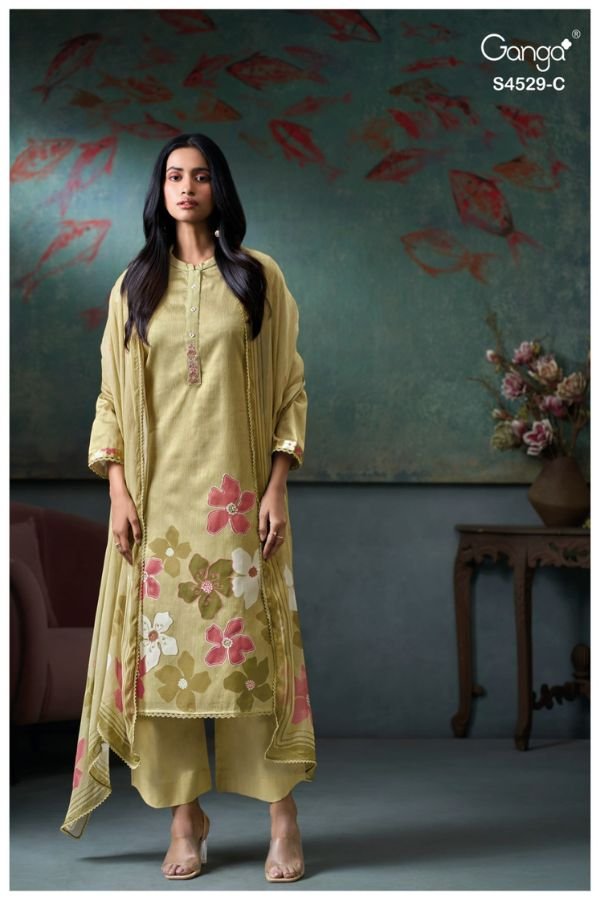 Ganga Fashion Priarae S4529 Premium Cotton Satin Suit S4529-C