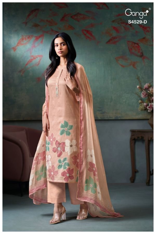 Ganga Fashion Priarae S4529 Premium Cotton Satin Suit S4529-D