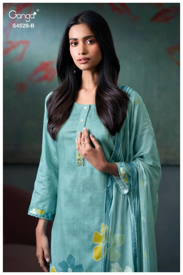 Ganga Fashion Priarae S4529 Premium Cotton Satin Suit S4529-B