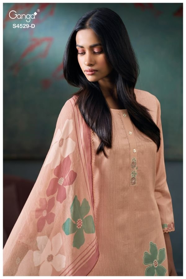 Ganga Fashion Priarae S4529 Premium Cotton Satin Suit S4529-D