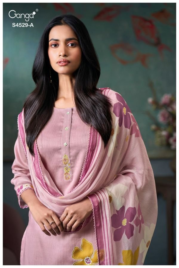 Ganga Fashion Priarae S4529 Premium Cotton Satin Suit S4529-A