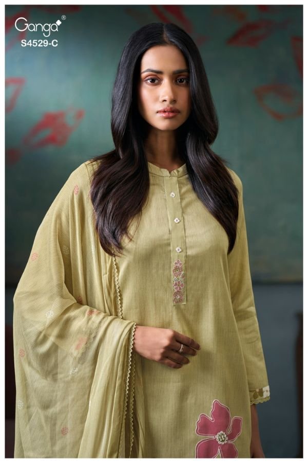 Ganga Fashion Priarae S4529 Premium Cotton Satin Suit S4529-C