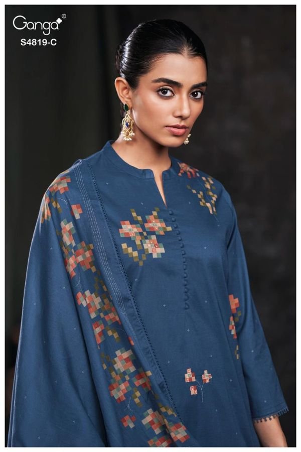 Ganga Fashion Tirzah S4819 Premium Cotton Suit S4819-C