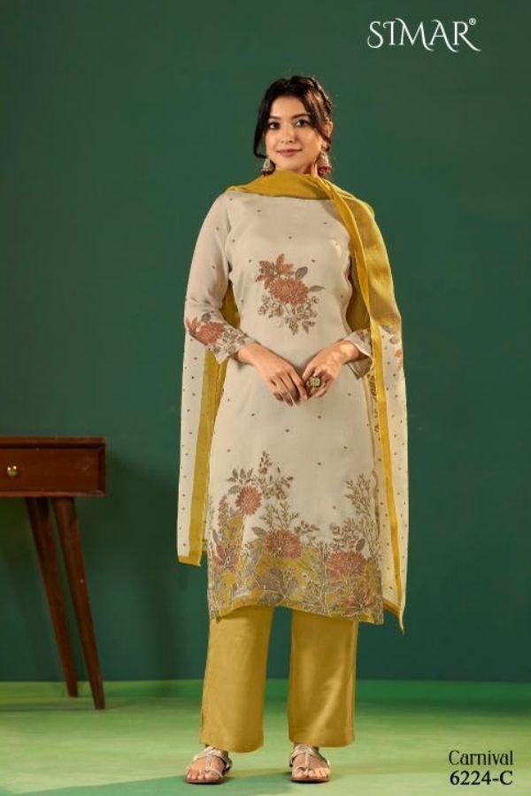 Glossy Simar Carnival Pure Lawn Cotton Ladies Suit 6224-C
