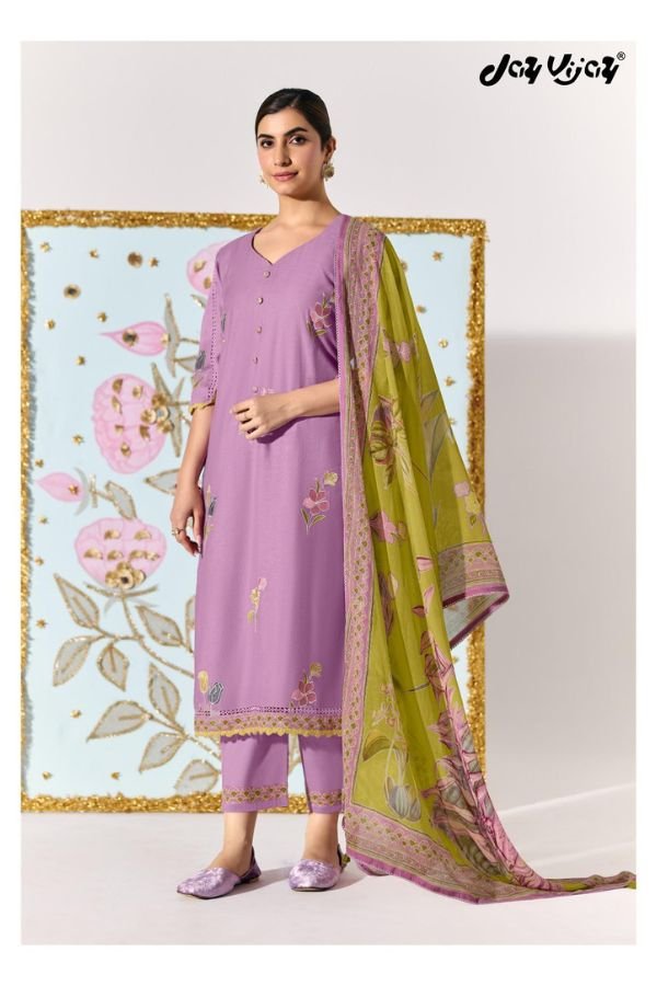 Jay Vijay Prints Lotus Pure Mal Chanderi Ladies Suit 11131