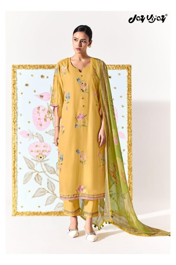 Jay Vijay Prints Lotus Pure Mal Chanderi Ladies Suit 11132