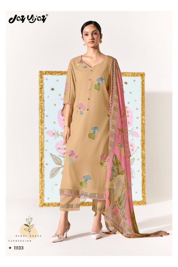 Jay Vijay Prints Lotus Pure Mal Chanderi Ladies Suit 11133