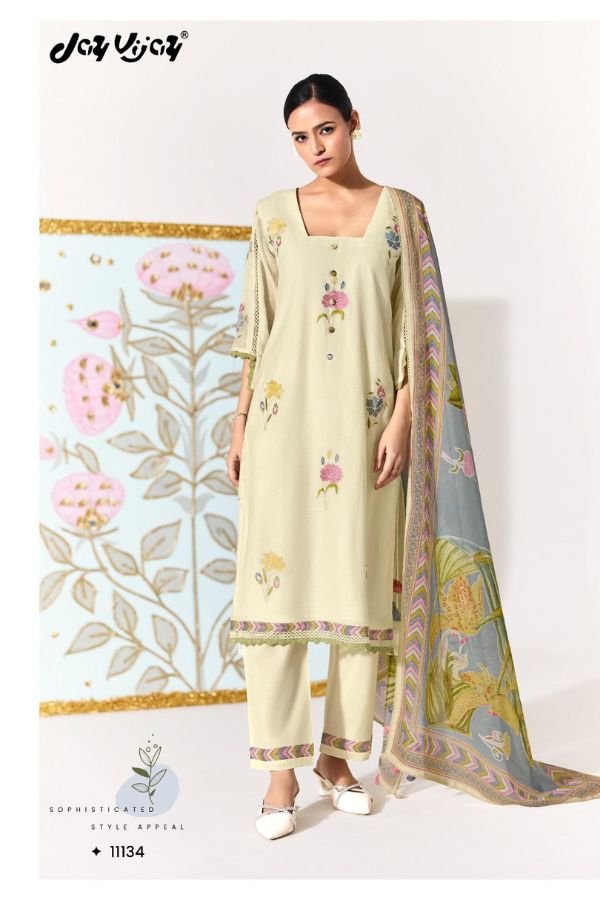 Jay Vijay Prints Lotus Pure Mal Chanderi Ladies Suit 11134