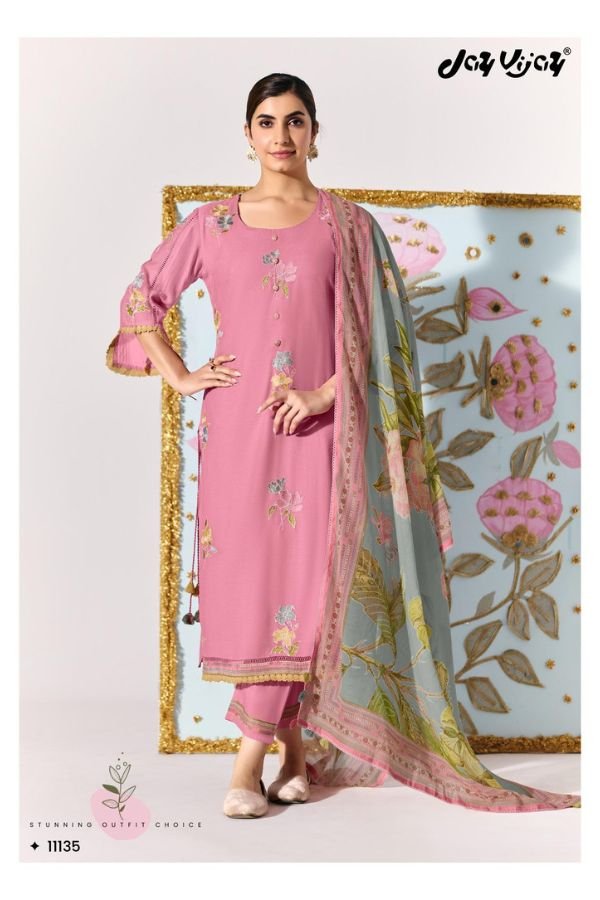 Jay Vijay Prints Lotus Pure Mal Chanderi Ladies Suit 11135