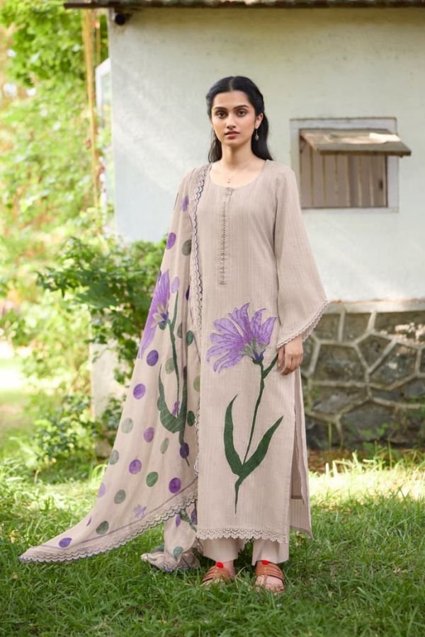 Kimora Fashion Safar Pure Self-Weave Cotton Suit 2396