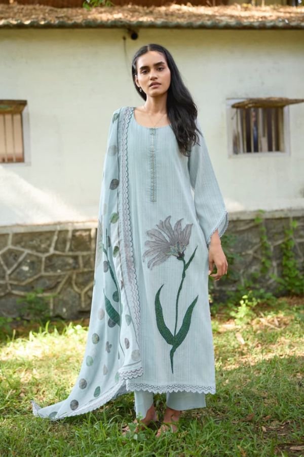 Kimora Fashion Safar Pure Self-Weave Cotton Suit 2397