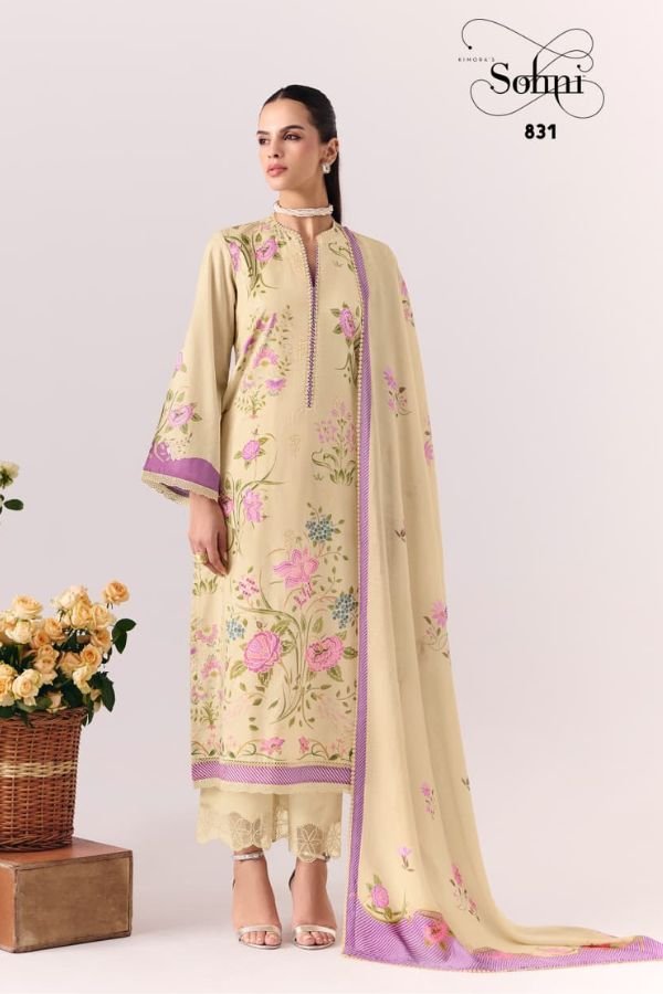 Kimora Fashion Sohni Coral Pure Cotton Lawn Ladies Suit 831