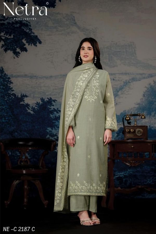Netra Exclusive Darpika Pure Mul Chanderi Suit NE-C 2187 C
