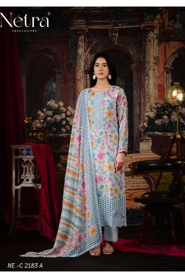 Netra Exclusive Kara Pure Muslin Suit NE-C 2183 A