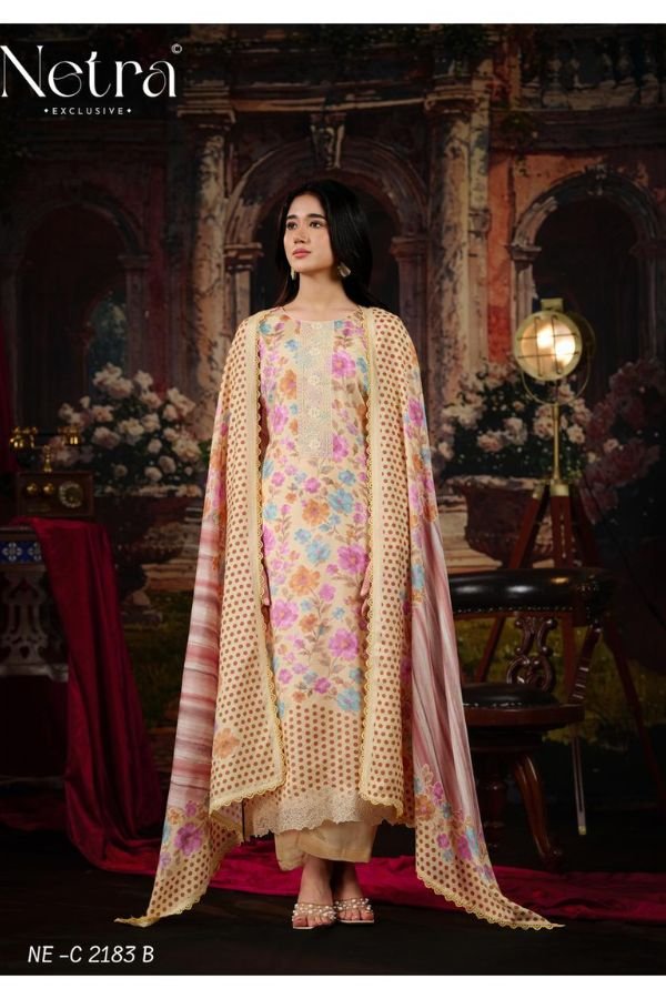 Netra Exclusive Kara Pure Muslin Suit NE-C 2183 B