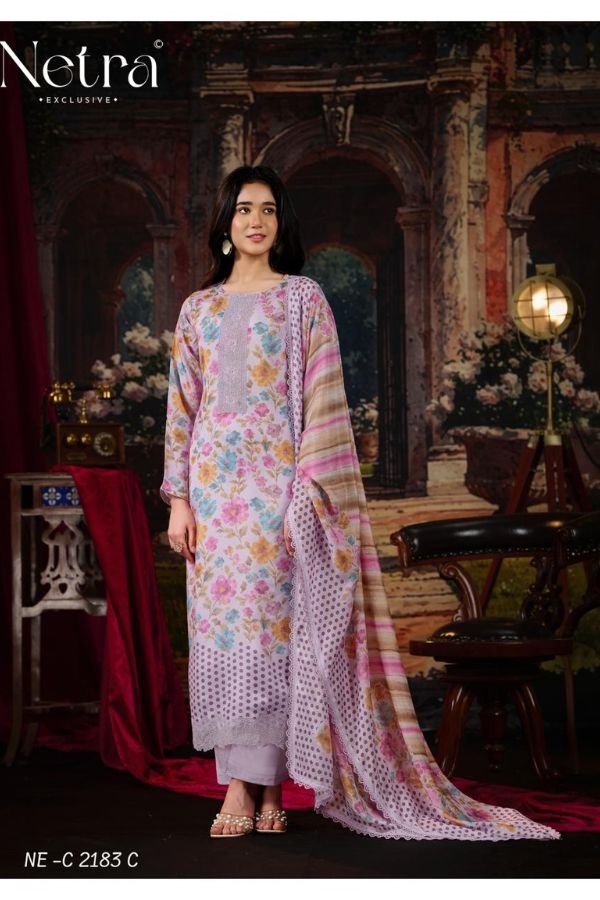 Netra Exclusive Kara Pure Muslin Suit NE-C 2183 C