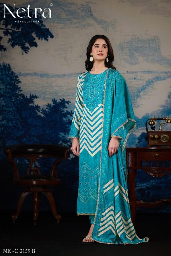 Netra Exclusive Mahek Vol-4 Muslin Ladies Suit NE-C 2159 B