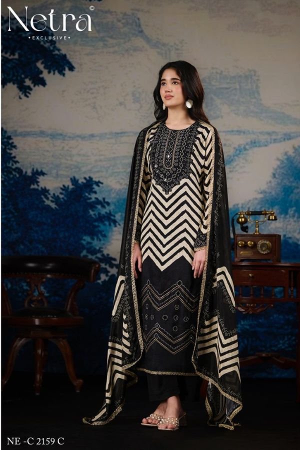 Netra Exclusive Mahek Vol-4 Muslin Ladies Suit NE-C 2159 C