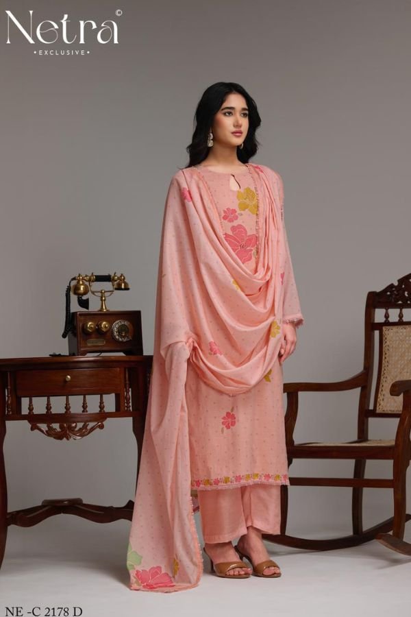 Netra Exclusive Shanti Pure Banarasi Mul Suit NE-C 2178 D