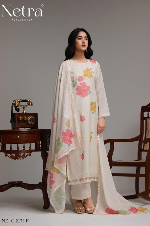 Netra Exclusive Shanti Pure Banarasi Mul Suit NE-C 2178 F