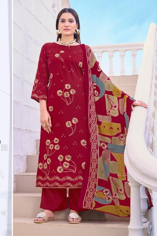 Salvi Fashion Sindoor Plus 2 Jam Silk Ladies Suit 2001