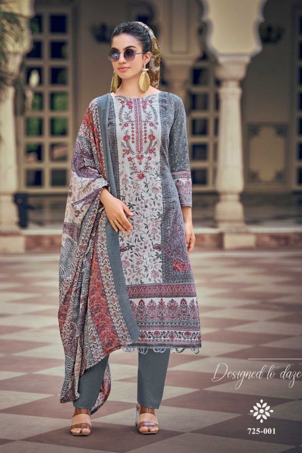 Zulfat Designer Studio Sana Safina 6 Pure Cotton Suit 725-001
