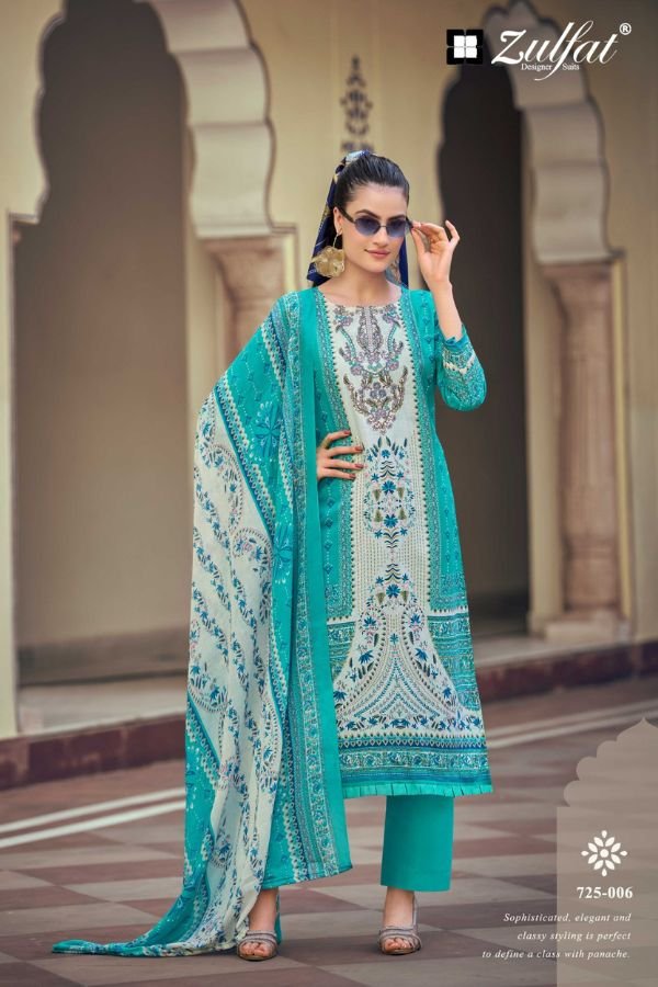 Zulfat Designer Studio Sana Safina 6 Pure Cotton Suit 725-006
