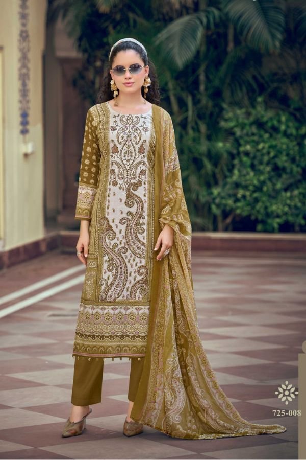 Zulfat Designer Studio Sana Safina 6 Pure Cotton Suit 725-008