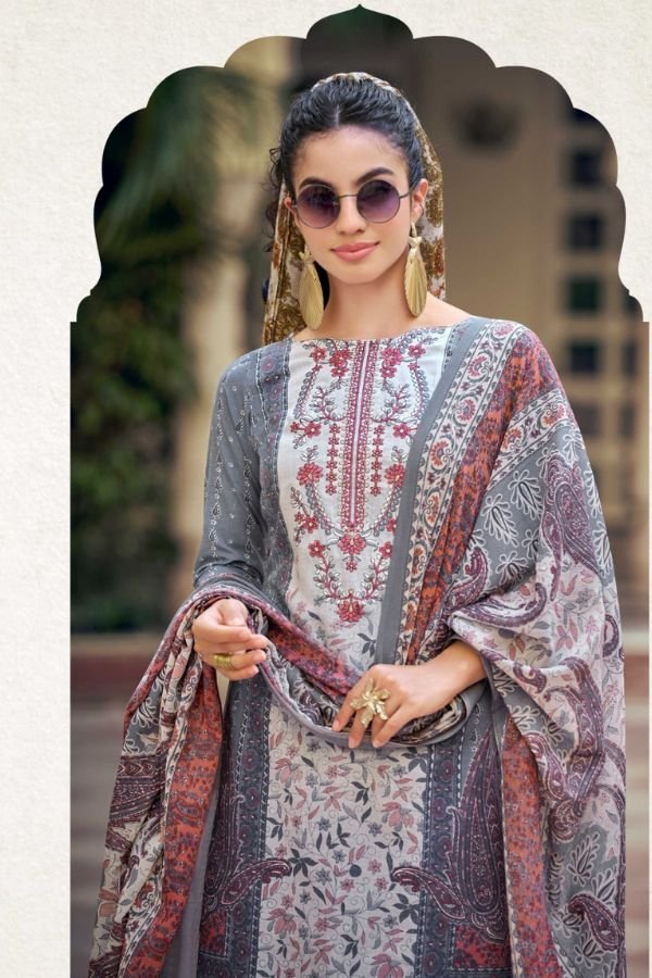 Zulfat Designer Studio Sana Safina 6 Pure Cotton Suit 725-001