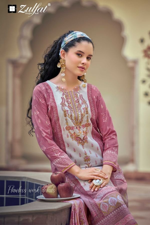 Zulfat Designer Studio Sana Safina 6 Pure Cotton Suit 725-007
