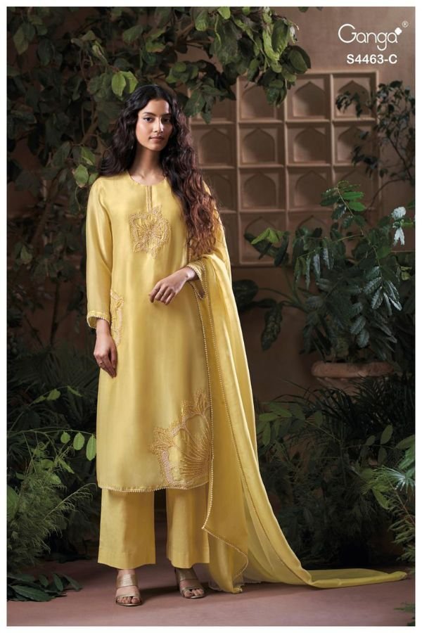 Ganga Fashion Aivoria S4463 Silk Satin Ladies Suit S4463-C